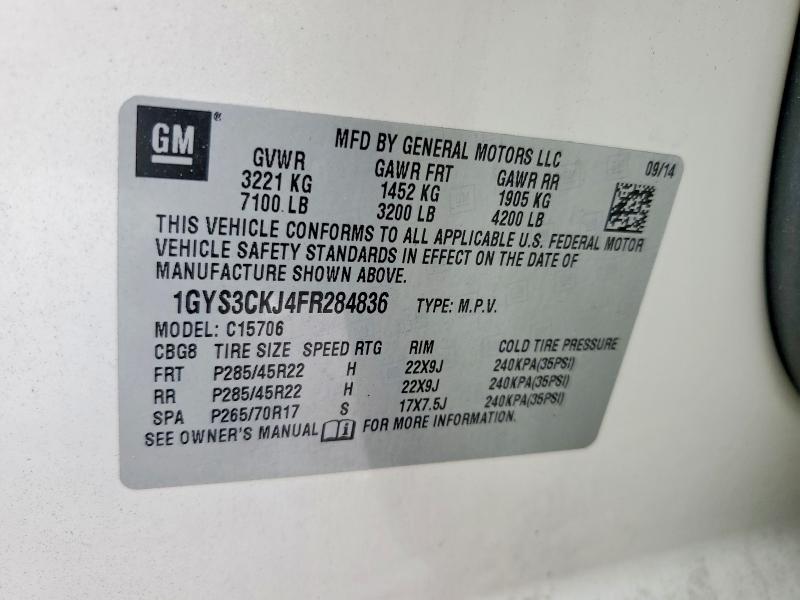 Продаж на аукціоні авто 2015 Cadillac Escalade, vin: 1GYS3CKJ4FR284836, номер лоту: 52474896