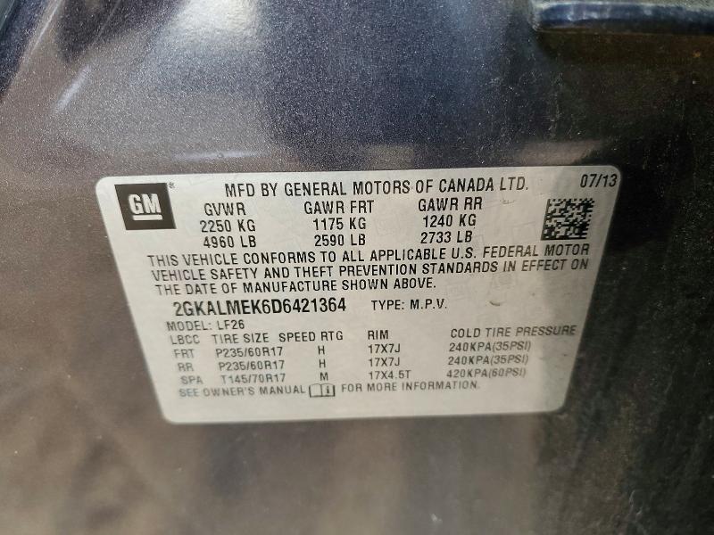 Продажа на аукционе авто 2013 Gmc Terrain, vin: 2GKALMEK6D6421364, номер лота: 51875576
