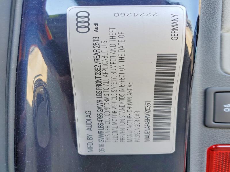 Aukcja sprzedaży 2017 Audi A4, vin: WAUENAF45HN020361, numer aukcji: 54843386