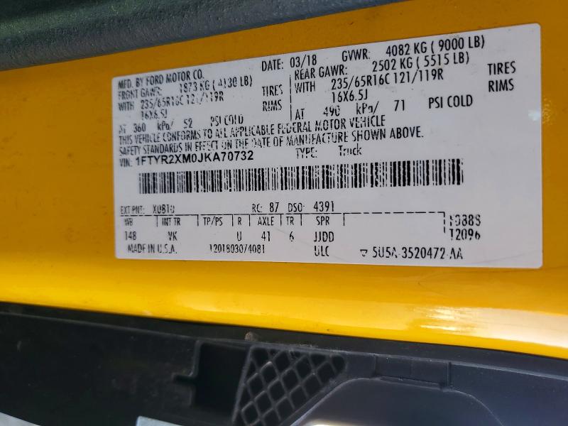 Продажа на аукционе авто 2018 Ford Transit, vin: 1FTYR2XM0JKA70732, номер лота: 52414356