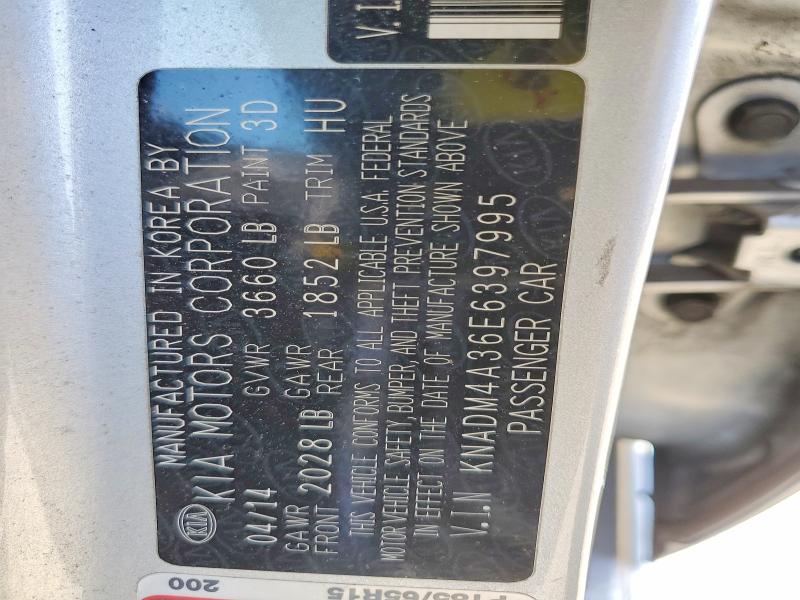 54185376 :رقم المزاد ، KNADM4A36E6397995 vin ، 2014 Kia Rio مزاد بيع