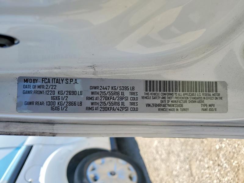 2022 Ram Promaster City მანქანა იყიდება აუქციონზე, vin: ZFBHRFAB7N6W35106, აუქციონის ნომერი: 53885656
