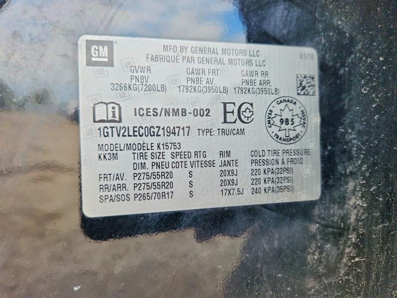 Продажа на аукционе авто 2016 Gmc Sierra, vin: 1GTV2LEC0GZ194717, номер лота: 49513096