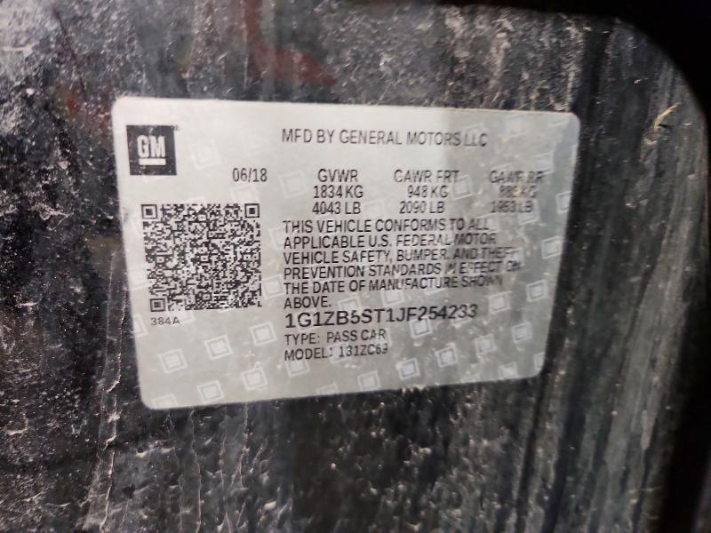2018 Chevrolet Malibu მანქანა იყიდება აუქციონზე, vin: 1G1ZB5ST1JF254233, აუქციონის ნომერი: 52414366