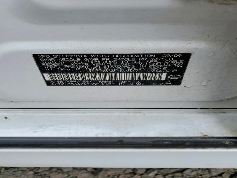 51642726 :رقم المزاد ، JTHBE5C28A5023839 vin ، 2010 Lexus Is مزاد بيع