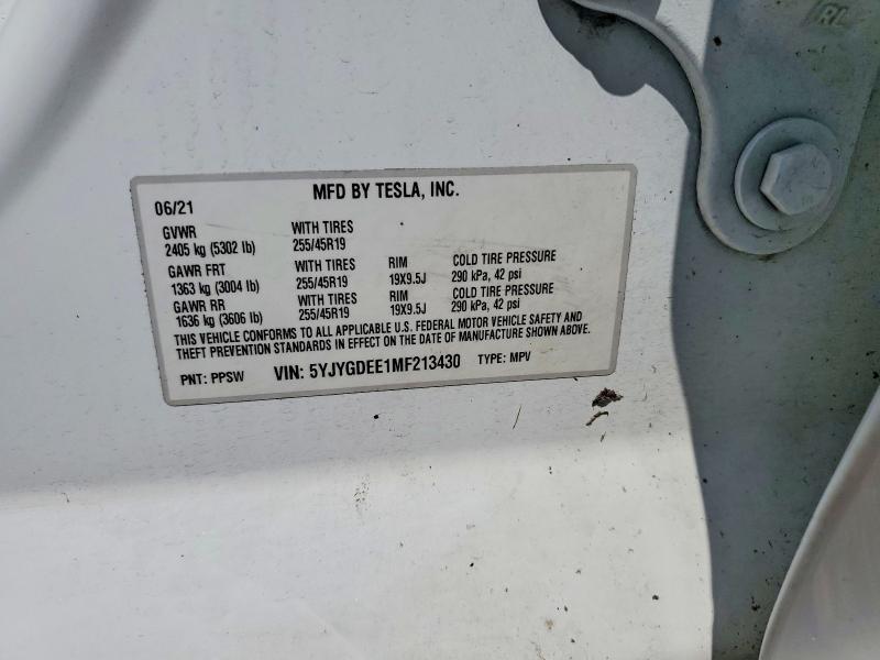 Aukcja sprzedaży 2021 Tesla Model Y, vin: 5YJYGDEE1MF213430, numer aukcji: 55028566