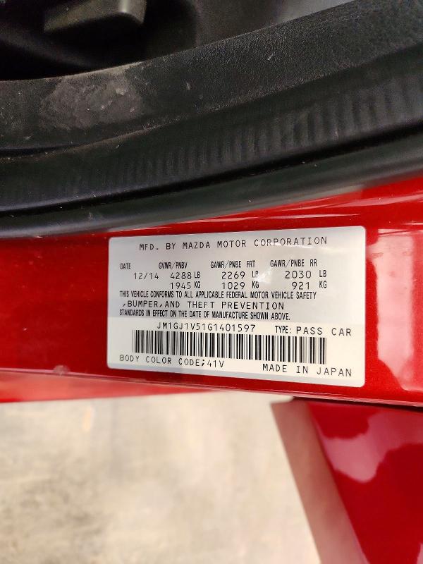 Продаж на аукціоні авто 2016 Mazda 6, vin: JM1GJ1V51G1401597, номер лоту: 53379536