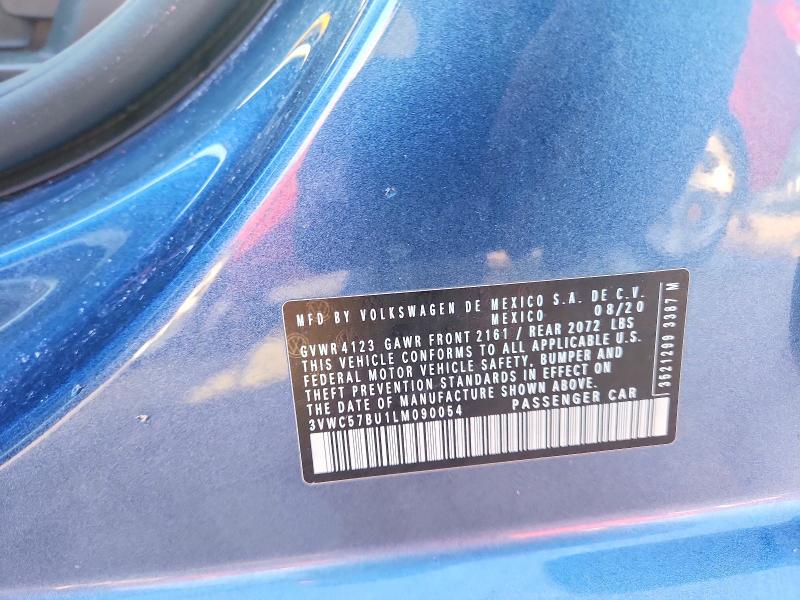52827686 :رقم المزاد ، 3VWC57BU1LM090054 vin ، 2020 Volkswagen Jetta مزاد بيع