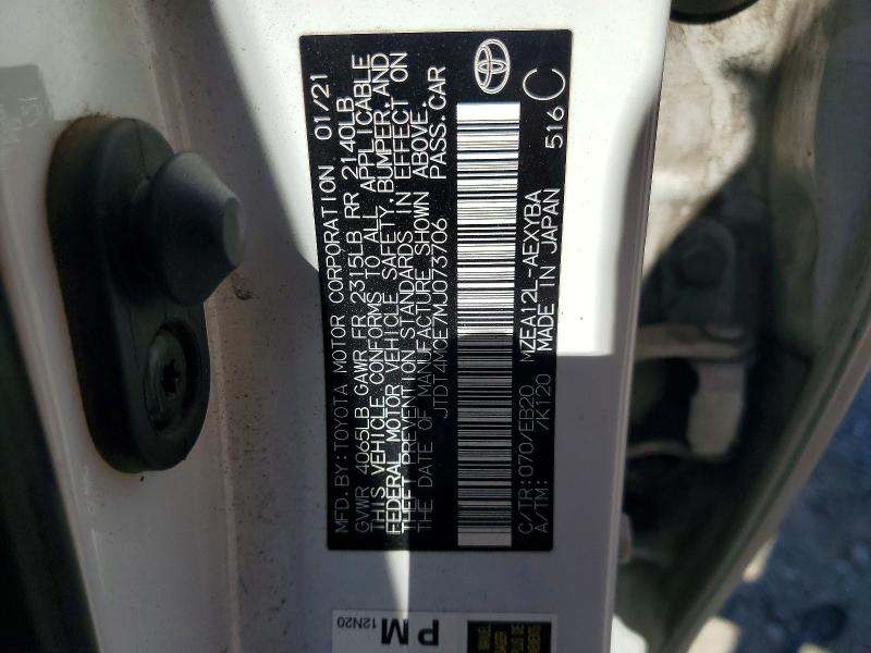 Продажа на аукционе авто 2021 Toyota Corolla, vin: JTDT4MCE7MJ073706, номер лота: 53437486