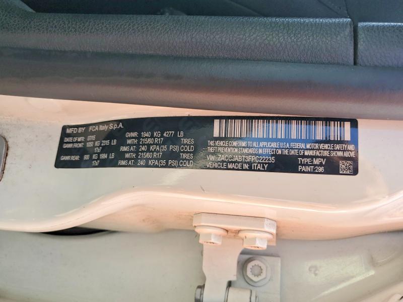 Продаж на аукціоні авто 2015 Jeep Renegade, vin: ZACCJABT3FPC22235, номер лоту: 52711576