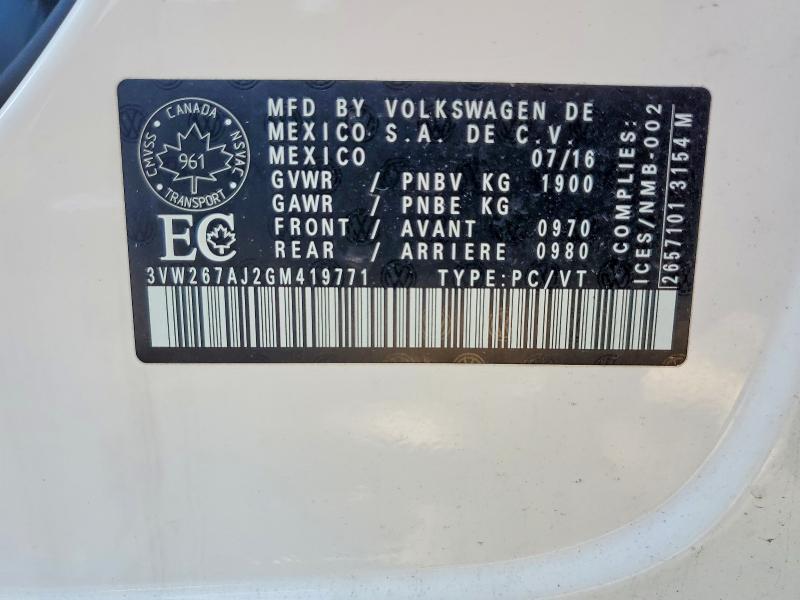 Продажа на аукционе авто 2016 Volkswagen Jetta, vin: 3VW267AJ2GM419771, номер лота: 55111516