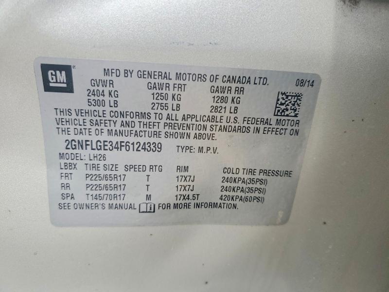 Продажа на аукционе авто 2015 Chevrolet Equinox, vin: 2GNFLGE34F6124339, номер лота: 52542256