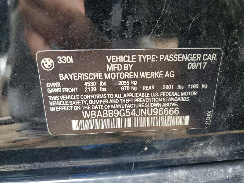 Продаж на аукціоні авто 2018 Bmw 330, vin: WBA8B9G54JNU96666, номер лоту: 52558506