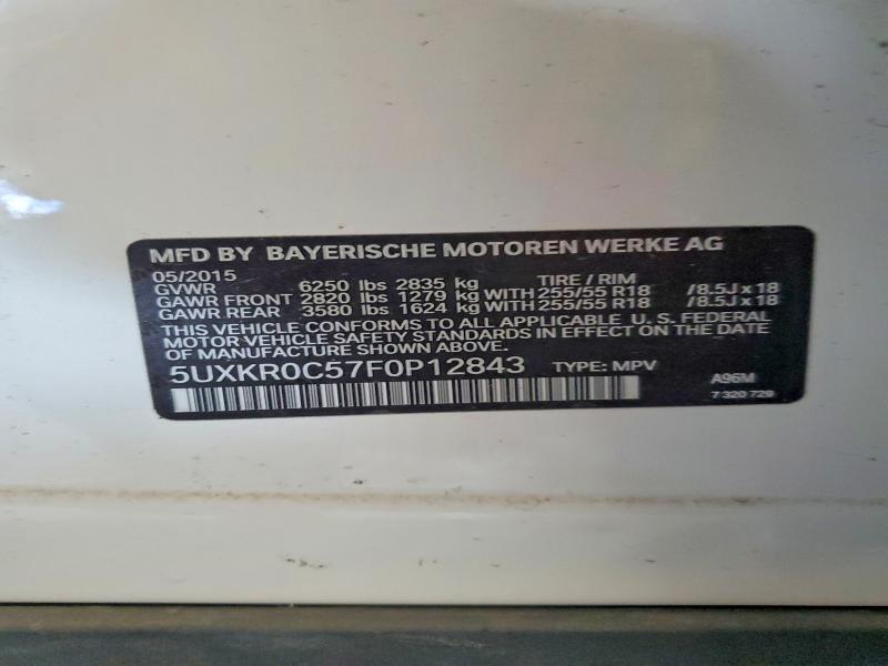 2015 Bmw X5 მანქანა იყიდება აუქციონზე, vin: 5UXKR0C57F0P12843, აუქციონის ნომერი: 54744086