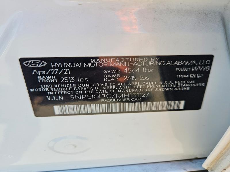Aukcja sprzedaży 2021 Hyundai Sonata, vin: 5NPEK4JC7MH131127, numer aukcji: 54706386