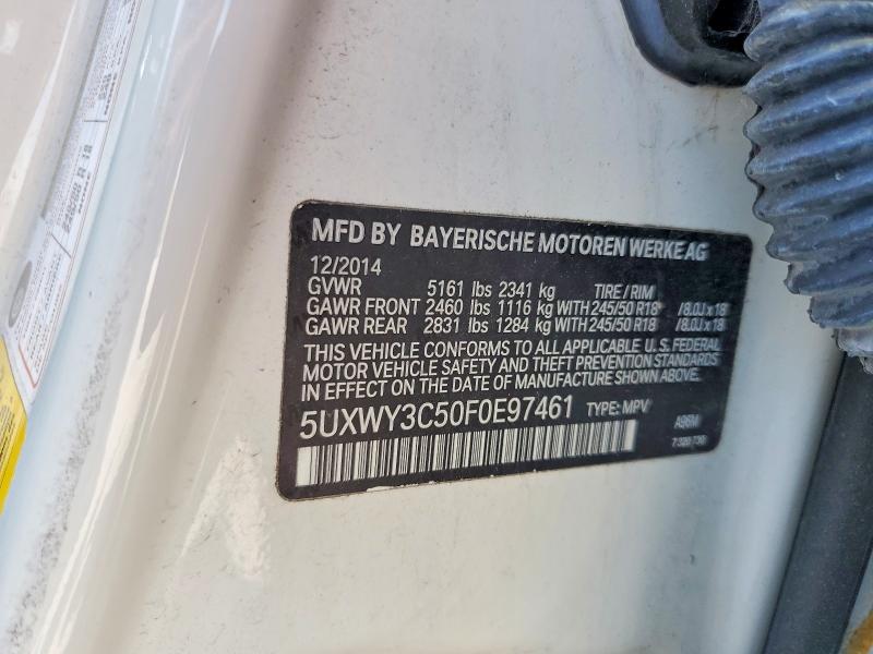 2015 Bmw X3 მანქანა იყიდება აუქციონზე, vin: 5UXWY3C50F0E97461, აუქციონის ნომერი: 53802616
