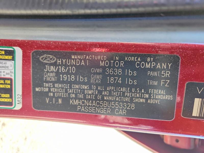 53492456 :رقم المزاد ، KMHCN4AC5BU553328 vin ، 2011 Hyundai Accent مزاد بيع