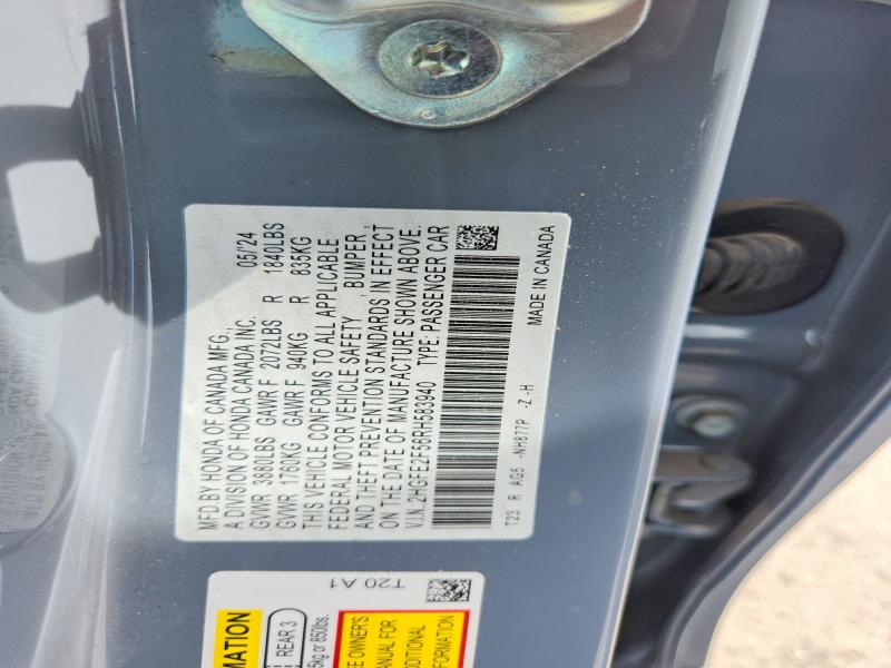 Aukcja sprzedaży 2024 Honda Civic, vin: 2HGFE2F56RH583940, numer aukcji: 54290266