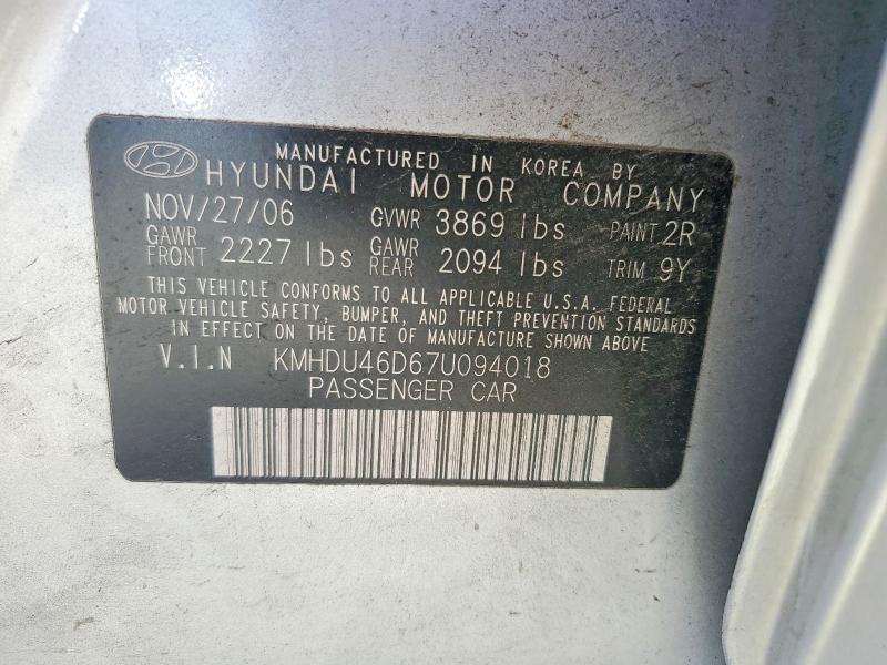 Продаж на аукціоні авто 2007 Hyundai Elantra, vin: KMHDU46D67U094018, номер лоту: 51600626