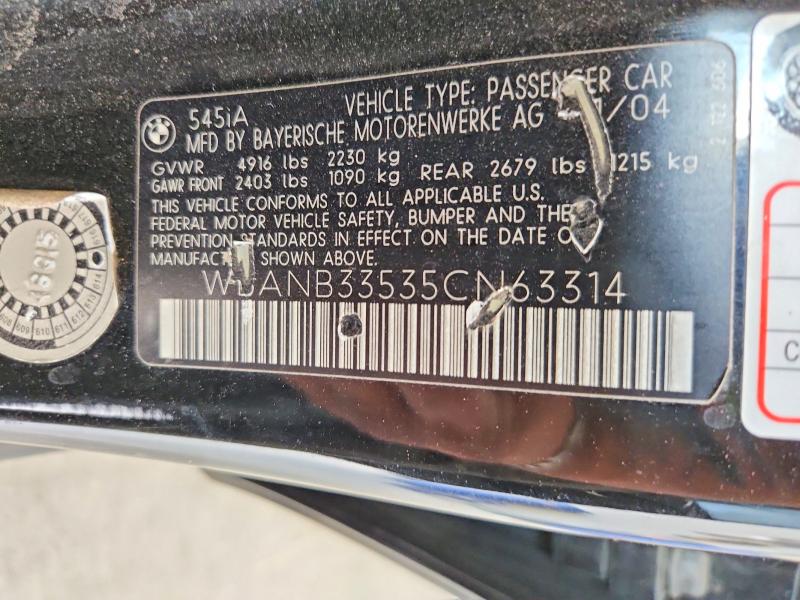 2005 Bmw 545 მანქანა იყიდება აუქციონზე, vin: WBANB33535CN63314, აუქციონის ნომერი: 53220256