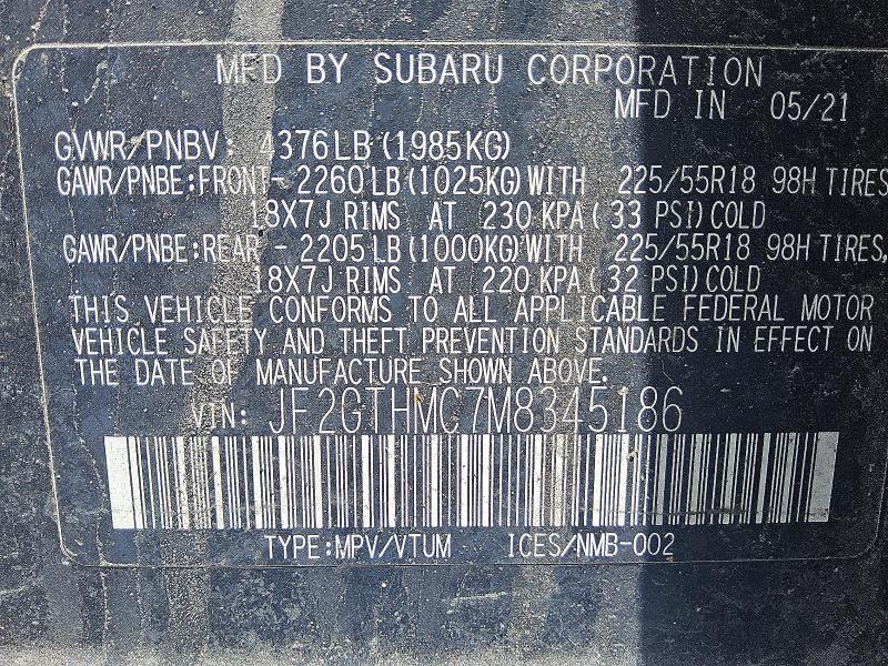 Продажа на аукционе авто 2021 Subaru Crosstrek, vin: JF2GTHMC7M8345186, номер лота: 52492816
