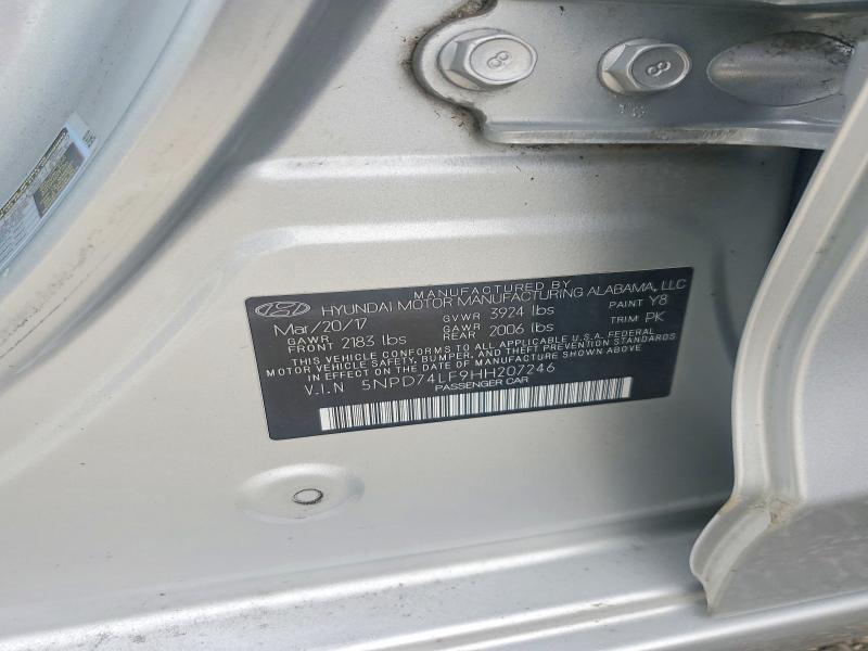 Продажа на аукционе авто 2017 Hyundai Elantra, vin: 5NPD74LF9HH207246, номер лота: 54959486