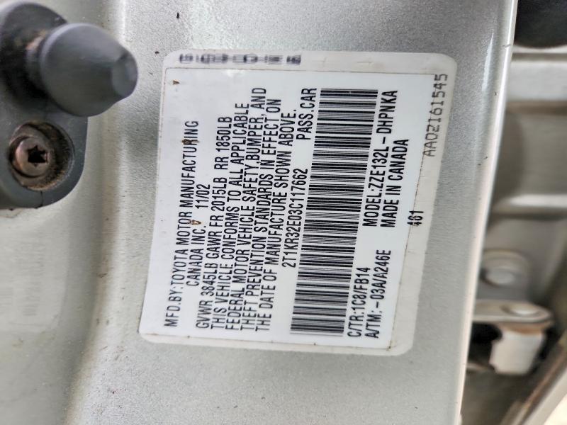 52862236 :رقم المزاد ، 2T1KR32E03C117662 vin ، 2003 Toyota Corolla Matrix مزاد بيع