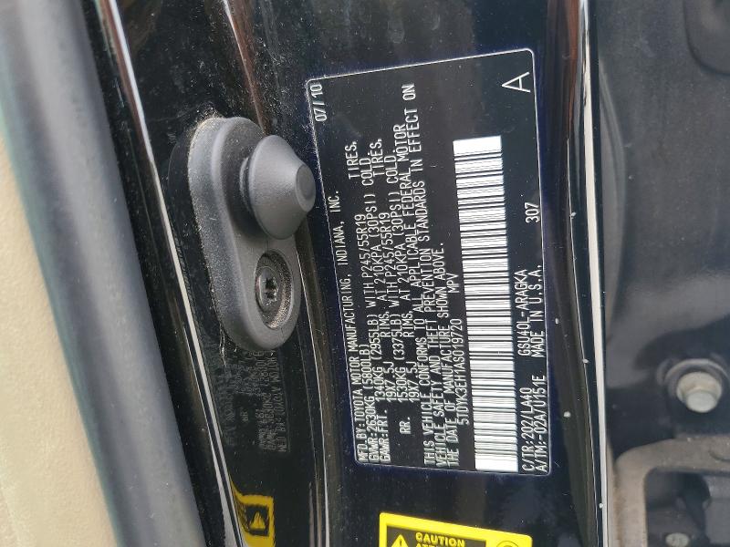 2010 Toyota Highlander მანქანა იყიდება აუქციონზე, vin: 5TDYK3EH1AS019720, აუქციონის ნომერი: 55404026