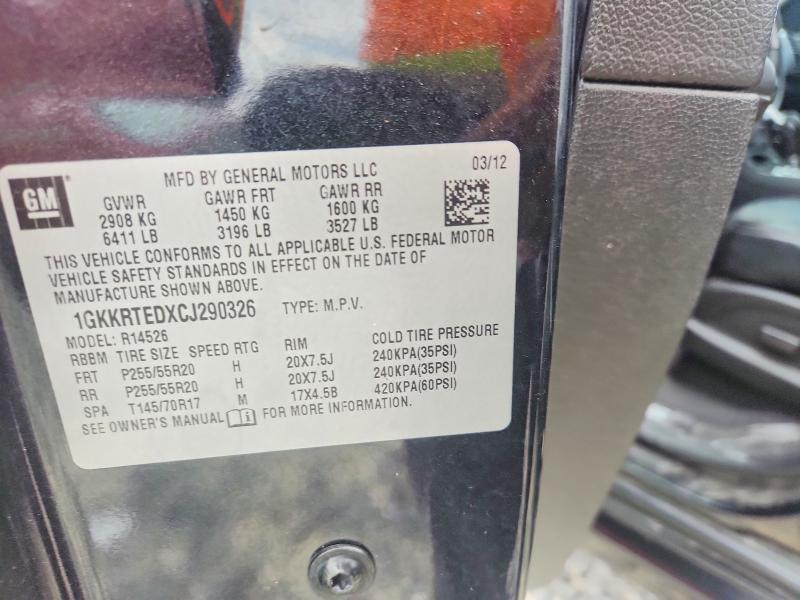 53793406 :رقم المزاد ، 1GKKRTEDXCJ290326 vin ، 2012 Gmc Acadia مزاد بيع