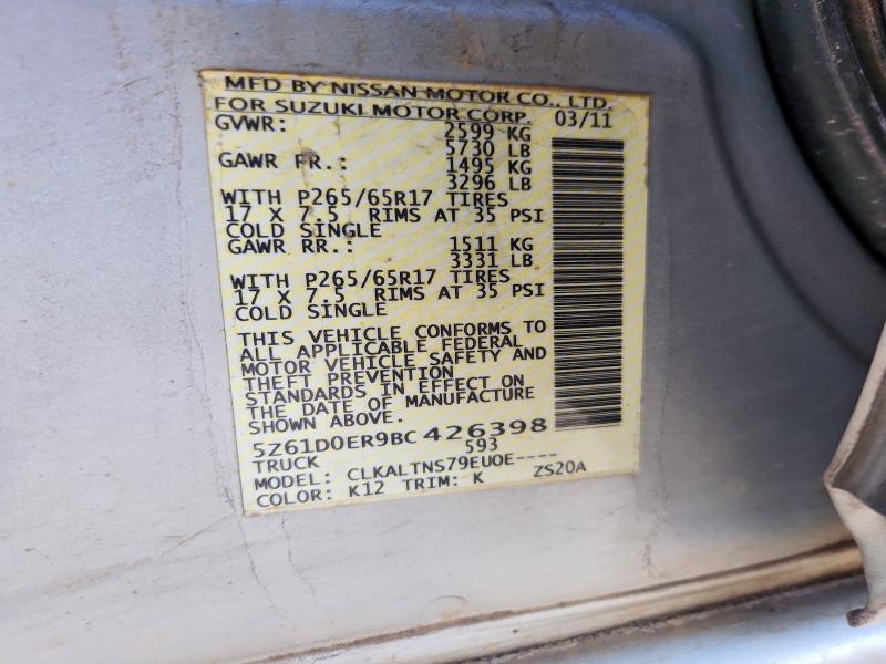 Продажа на аукционе авто 2011 Suzuki Equator, vin: 5Z61D0ER9BC426398, номер лота: 53725886