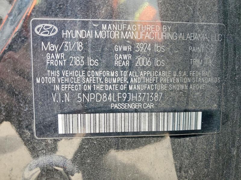 Продаж на аукціоні авто 2018 Hyundai Elantra, vin: 5NPD84LF9JH371387, номер лоту: 54428556