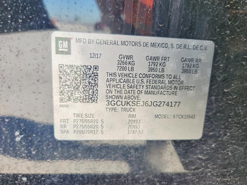 2018 Chevrolet Silverado მანქანა იყიდება აუქციონზე, vin: 3GCUKSEJ6JG274177, აუქციონის ნომერი: 53548966