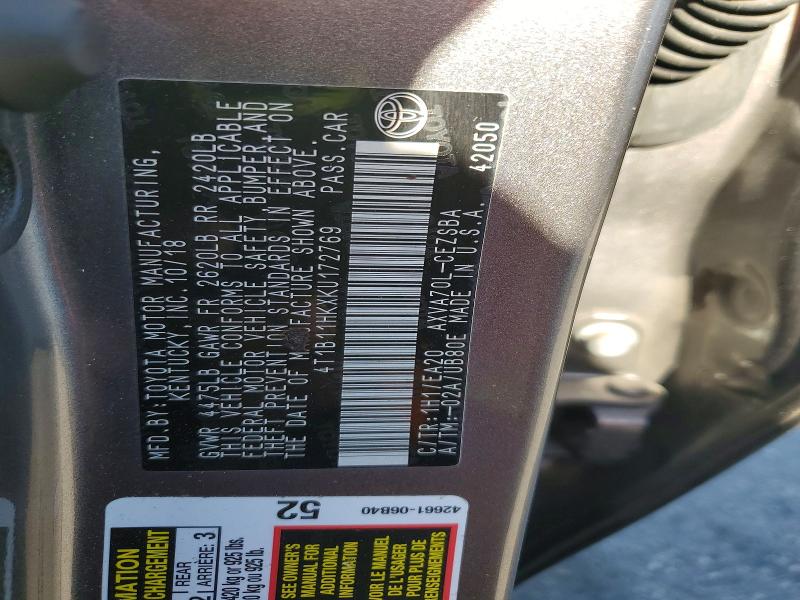 Продаж на аукціоні авто 2019 Toyota Camry, vin: 4T1B11HKXKU172769, номер лоту: 53952376