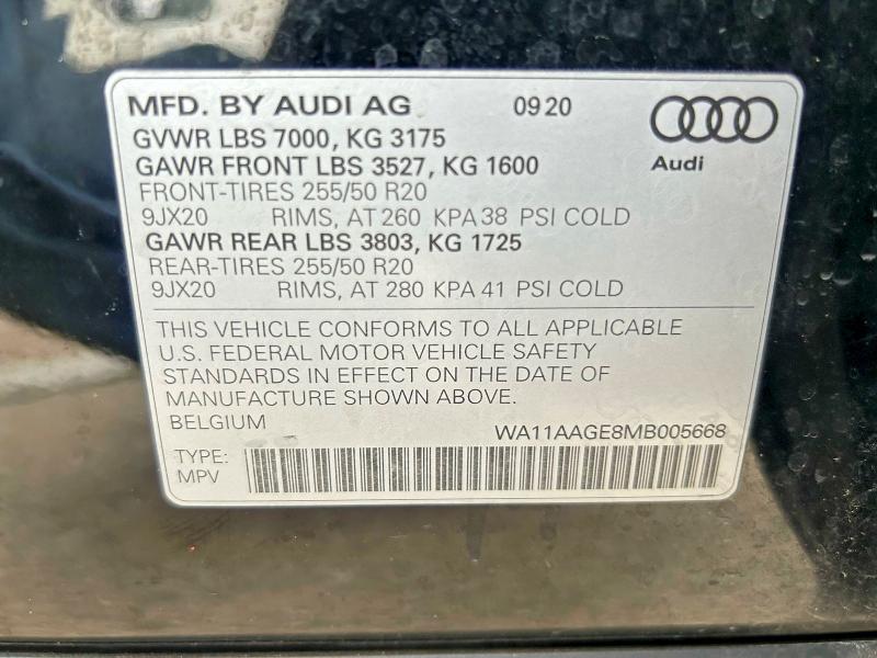 Aukcja sprzedaży 2021 Audi E-tron, vin: WA11AAGE8MB005668, numer aukcji: 51912266