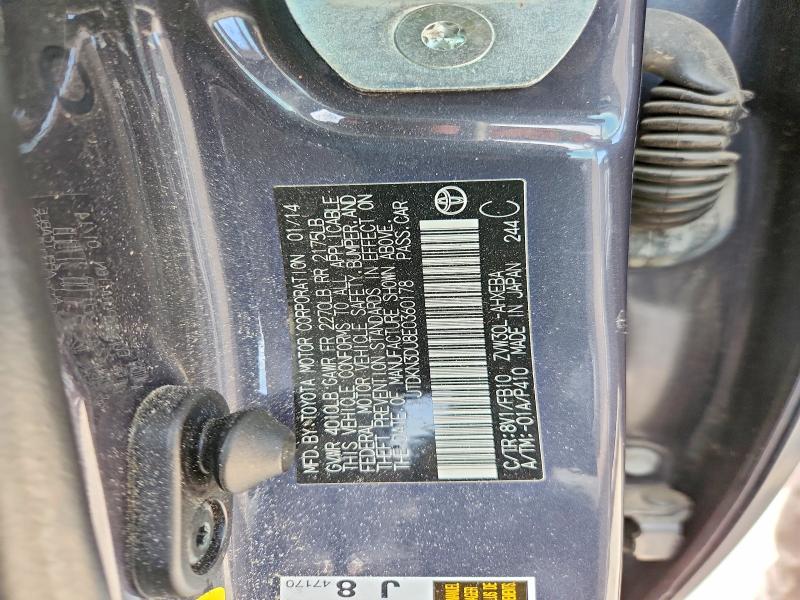 55387306 :رقم المزاد ، JTDKN3DU8E0360178 vin ، 2014 Toyota Prius مزاد بيع