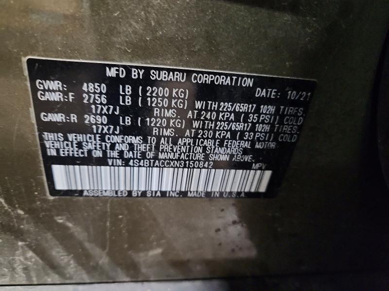 Aukcja sprzedaży 2022 Subaru Outback, vin: 4S4BTACCXN3150842, numer aukcji: 51795676