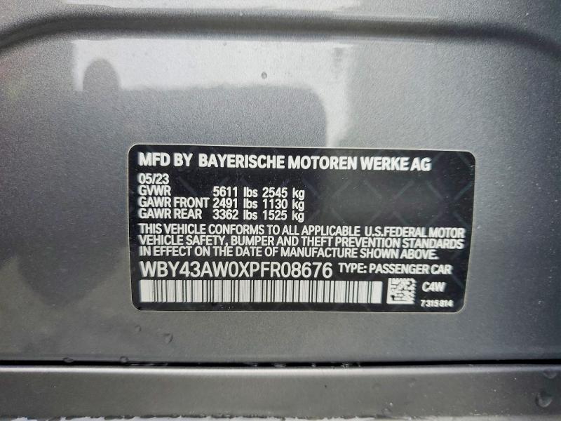 Продажа на аукционе авто 2023 Bmw I4, vin: WBY43AW0XPFR08676, номер лота: 54994366