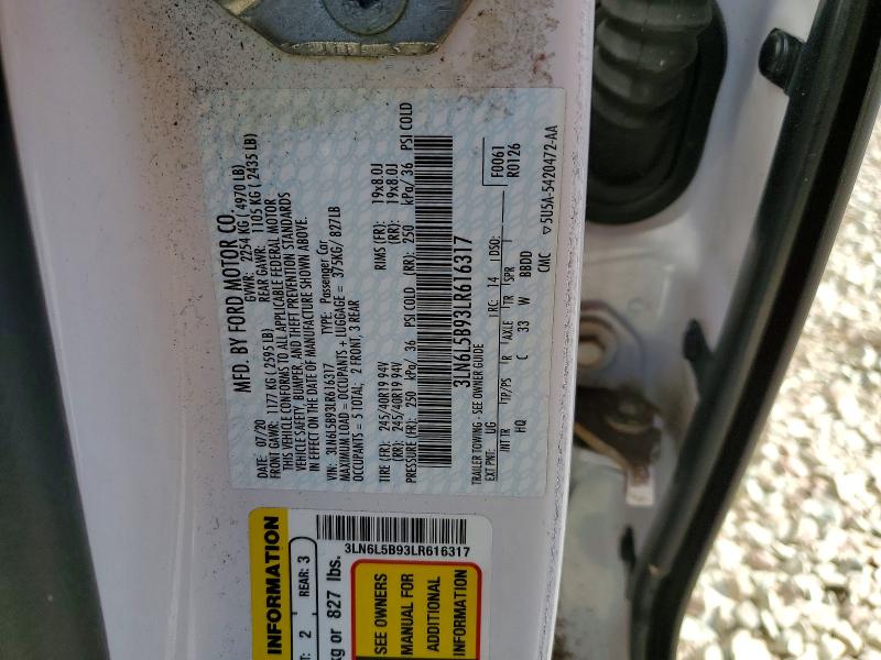 Продаж на аукціоні авто 2020 Lincoln Mkz, vin: 3LN6L5B93LR616317, номер лоту: 53725876