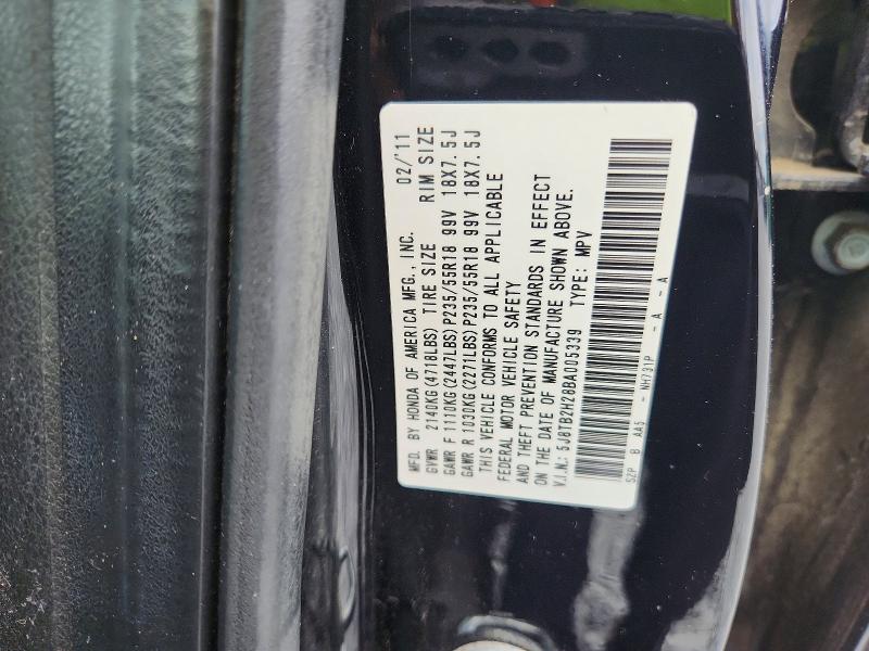 51661296 :رقم المزاد ، 5J8TB2H28BA005339 vin ، 2011 Acura Rdx مزاد بيع