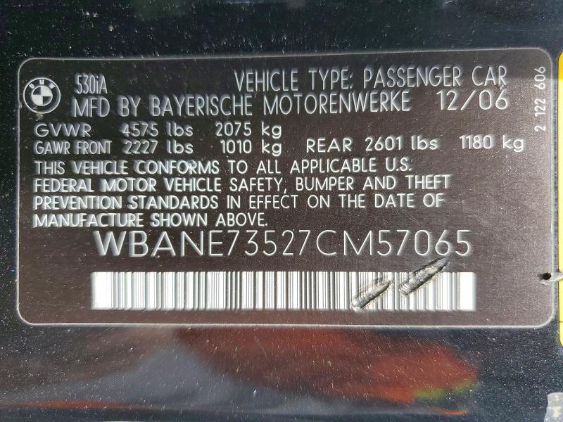 Продаж на аукціоні авто 2007 Bmw 530, vin: WBANE73527CM57065, номер лоту: 54181686