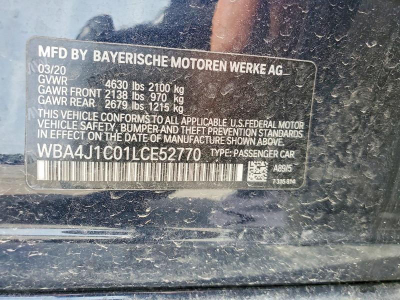 52326376 :رقم المزاد ، WBA4J1C01LCE52770 vin ، 2020 Bmw 430i مزاد بيع