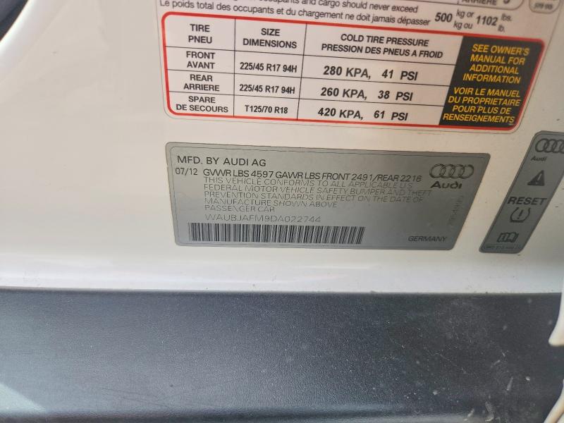 2013 Audi A3 მანქანა იყიდება აუქციონზე, vin: WAUBJAFM9DA022744, აუქციონის ნომერი: 52102366