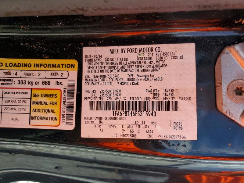Aukcja sprzedaży 2015 Ford Mustang, vin: 1FA6P8TH6F5315943, numer aukcji: 55089376
