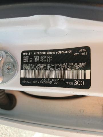 55380833 :رقم المزاد ، JA3215H14CU028752 vin ، 2012 Mitsubishi I Miev Es مزاد بيع