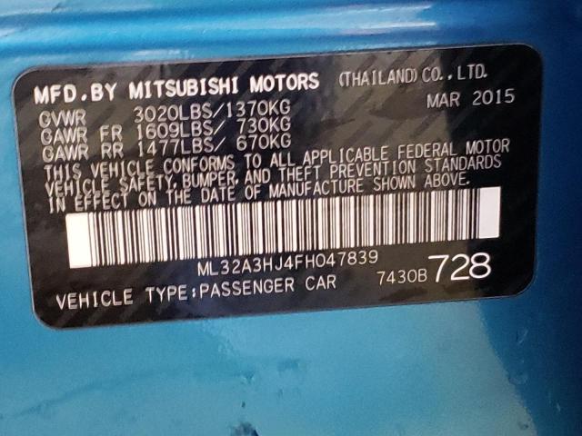 Продаж на аукціоні авто 2015 Mitsubishi Mirage De, vin: ML32A3HJ4FH047839, номер лоту: 55252873