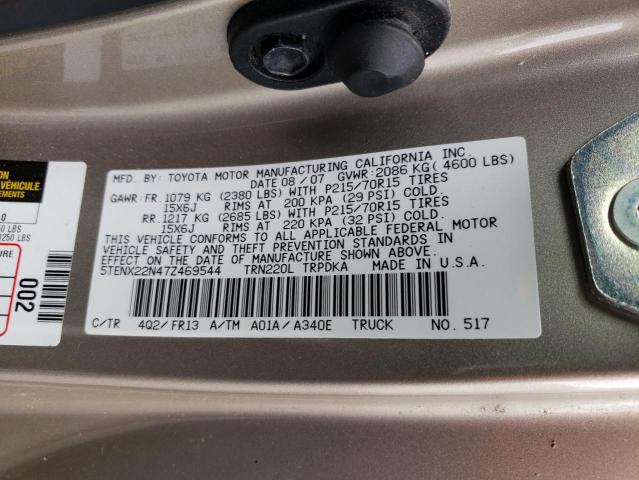 Aukcja sprzedaży 2007 Toyota Tacoma, vin: 5TENX22N47Z469544, numer aukcji: 54894753