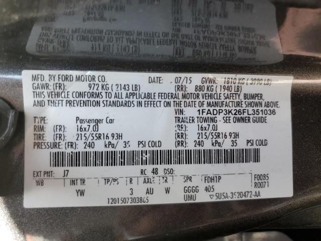 2015 Ford Focus Se მანქანა იყიდება აუქციონზე, vin: 1FADP3K26FL351036, აუქციონის ნომერი: 56901153