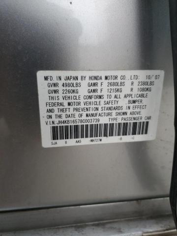 56887563 :رقم المزاد ، JH4KB16578C003739 vin ، 2008 Acura Rl مزاد بيع