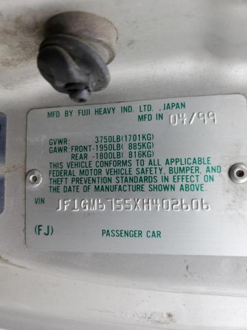1999 Subaru Impreza Rs მანქანა იყიდება აუქციონზე, vin: JF1GM6755XH402606, აუქციონის ნომერი: 54324633