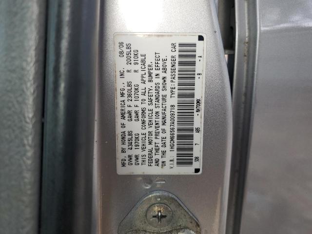 58070463 :رقم المزاد ، 1HGCM66567A009718 vin ، 2007 Honda Accord Ex مزاد بيع